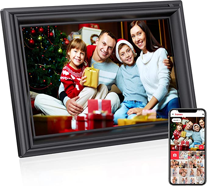 10.1 Inch Smart WiFi Digital Photo Frame,1280x800 IPS HD Touch Screen,Auto-Rotate,Digital Photo Frame with 16GB Storage, Send Photos or Videos via Frameo App from Anywhere, LNMBBS,Grey