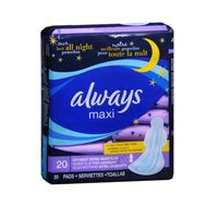 Always Always Extra Heavy Overnight Maxi Pads With Flexi-Wings, 20 each (Pack of 3)