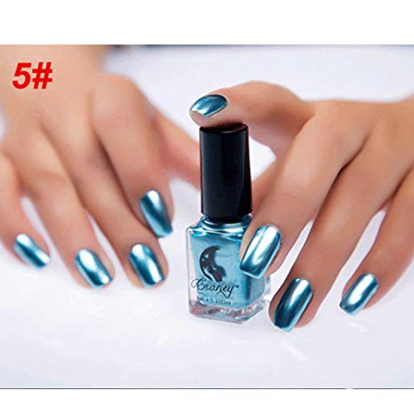 Acamifashion 6ml Metallic Chrome Mirror Effect Manicure Tool Nail Art Polish Varnish Sticker - #5 Mirror Blue