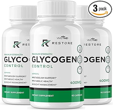 Restore Glycogen Control - Advanced Formula for Metabolic Health, Heart Health & Overall Well-Being - 60 Capsules (3-Pack)