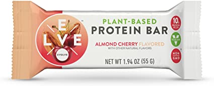 Evolve Plant-Based Protein Bars, Almond Cherry, 10g Protein, 1.94 Oz 12 Count