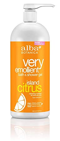 Alba Botanica Very Emollient, Island Citrus Bath & Shower Gel, 32 Ounce ( Case of 6 )