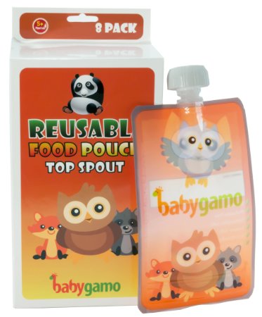 Baby Gamo Reusable Food Pouch 8 Pack 6 Oz Value Pack