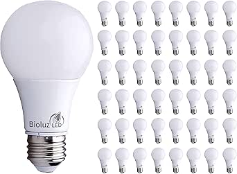 Bioluz LED 6 Watts Equivalent to 40W Home Decor A19 Light Bulbs 4000K Cool White LED Light Bulb Non-Dimmable LED Lights for Bedroom Energy-Efficient LED Bulbs and Long-Lasting Lightbulb - 48 Pack