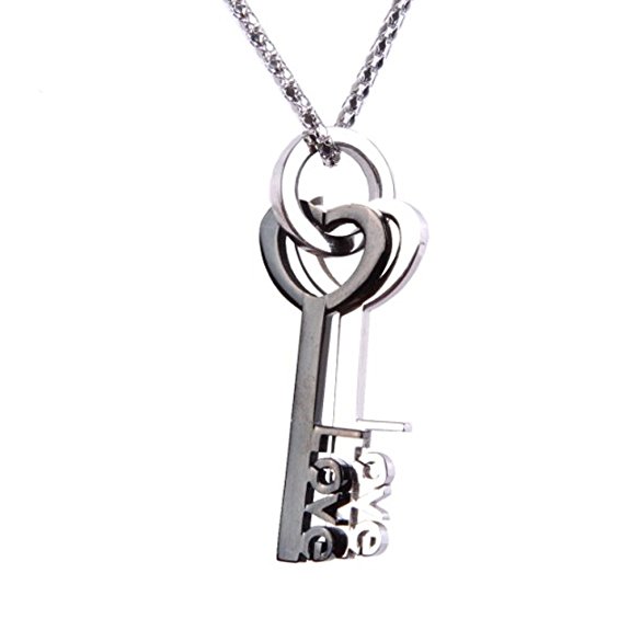 Lovers Key to Your Heart Stainless Steel Pendant Chain Necklace 21"