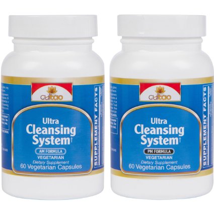 Ultra Cleansing System Detox Kit w/ 100% Natural Herbal Blend For Maximum Whole Body Organs & Systems Detox Cleanse - Works Safely & Gently Day & Night Over 30 Days - Vegetarian Formula