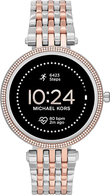 Michael Kors Women's Gen 5E 43mm Stainless Steel Touchscreen Smartwatch with Fitness Tracker, Heart Rate, Contactless Payments, and Smartphone Notifications., Two-Tone, MKT5129V