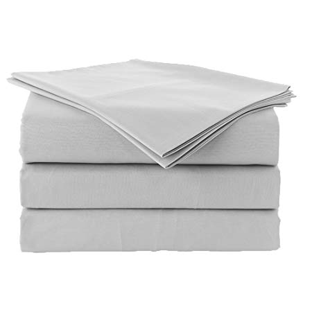 Bedding 3 PCs Duvet Set (1 Duvet Cover & 2 Pillowcase) 100% Pure Cotton 600 Thread Count (Light Grey Solid, Twin Size) Sleep Well