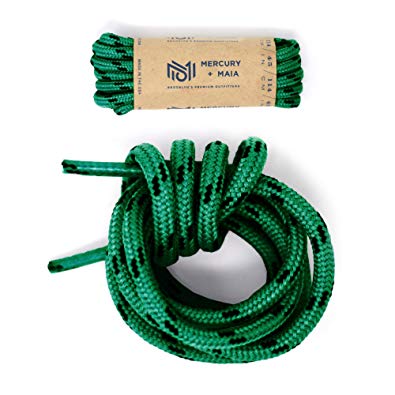 Honey Badger Work Boot Laces Heavy Duty W/Kevlar - USA Made Round Shoelaces for Boots - Green Blk