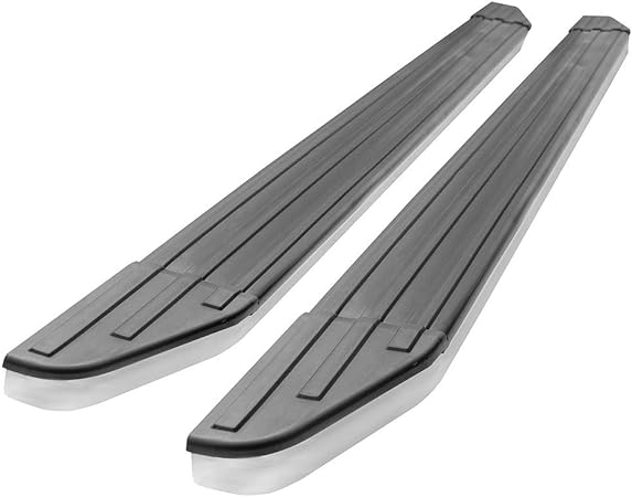 IKON MOTORSPORTS, Running Board Compatible With 2016-2022 Honda Pilot, V2 Style Black With Chrome Passenger Driver Side Step Nerf Bar Pair Aluminum& ABS, 2017 2018 2019 2020