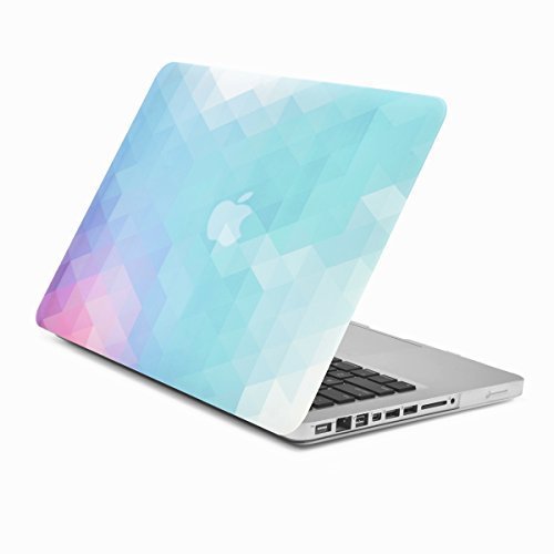 Unik Case Purple Light Blue Gradient Ombre Triangular Galore Graphic Ultra Slim Light Weight Matte Rubberized Hard Case Cover for Macbook Pro 13" 13-inch (Model: A1278 /with or without Thunderbolt)