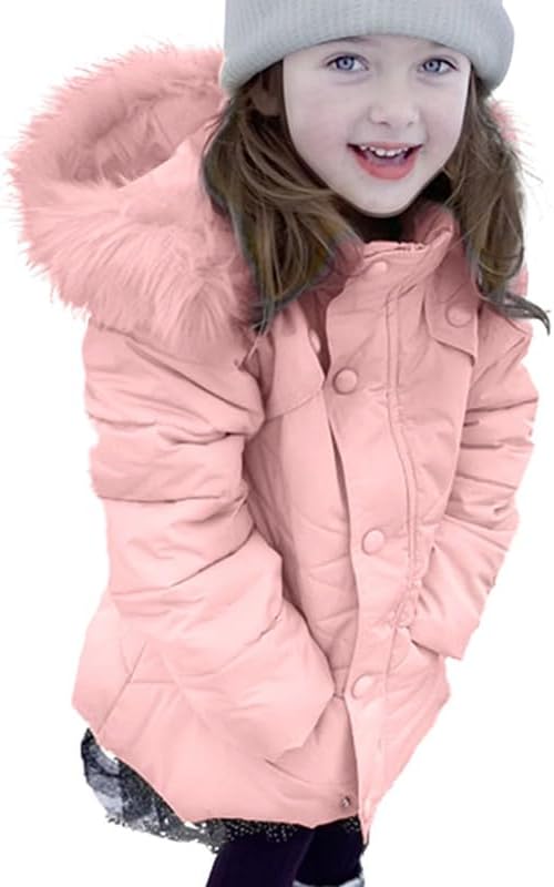 Miss Bei Girls' Puffer Down Coat Winter Jacket Parka Down Coat Overcoat with Fur Hood pure pink 160CM