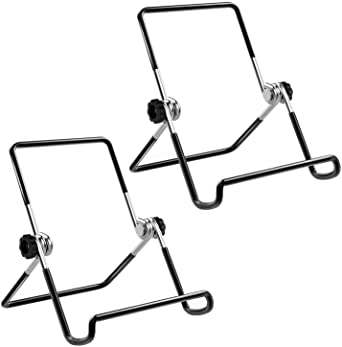 MoKo Foldable Tablet Stand, 2 Pack Adjustable Metal Holder for 9-12.9" Tablet, Compatible with iPad 10.2" 2019, New iPad Air 3rd Gen iPad Pro 10.5/9.7 iPad Pro 11 2020/12.9, Galaxy Tab E 9.6" - Black