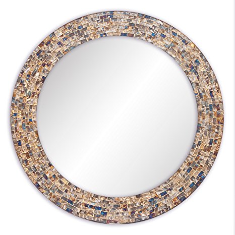 DecorShore 24" Decorative Mosaic Glass Wall Mirror (Gold)