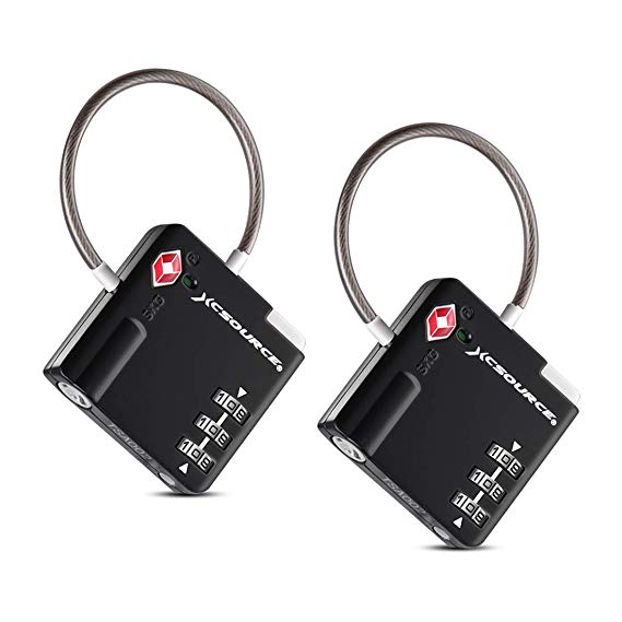 TSA Lock 2pcs Suitcase Luggage Lock Travel Backpack 3-Digit Combination Security Padlock with Open Alert Indicator (Black)