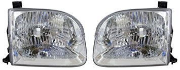 2001-2004 Toyota Sequoia & 2004 Tundra Pickup Truck (SR5 Crew/Double/Extended Cab 4-Door Models) Headlight Headlamp Head Light Lamp Pair Set Right Passenger And Left Driver Side (2001 01 2002 02 2003 03 2004 04)