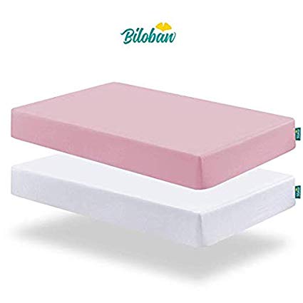 Crib Sheet Fit for Standard Crib Mattress, 2 Pack Ultra Soft Fitted Crib Sheets for Baby, Machine Washable, Microfiber, White & Pink.