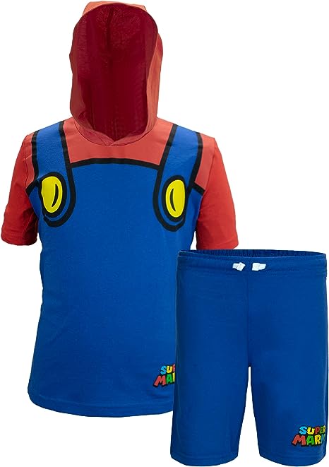 Nintendo Characters Super Mario Lightweight Costume Short Sleeve Hoodie T-Shirt & Shorts Set