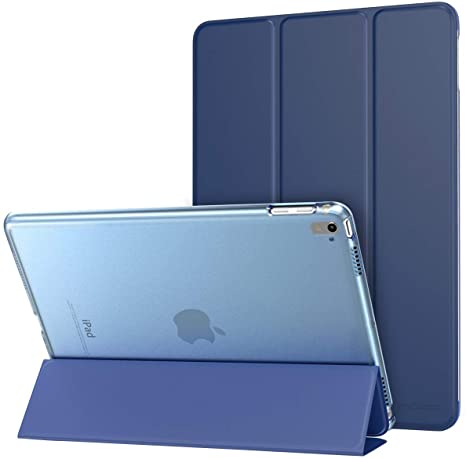 MoKo Case Fit iPad Pro 9.7 - Slim Lightweight Smart Shell Stand Cover with Translucent Frosted Back Protector Fit iPad Pro 9.7 Inch 2016 Release Tablet ONLY, Navy Blue(with Auto Wake/Sleep)