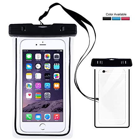 Ampulla Universal Waterproof Cell Phone Case Luminous Waterproof Phone Pouch for All Cell Phones up to 6.0" diagonal (Includes FREE Lanyard   Stylus Pen)