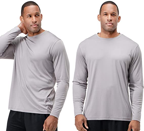 DEVOPS Men's 2 Pack UV Sun Protection (UPF 50 ) Outdoor Long Sleeve Workout Performance T-Shirts