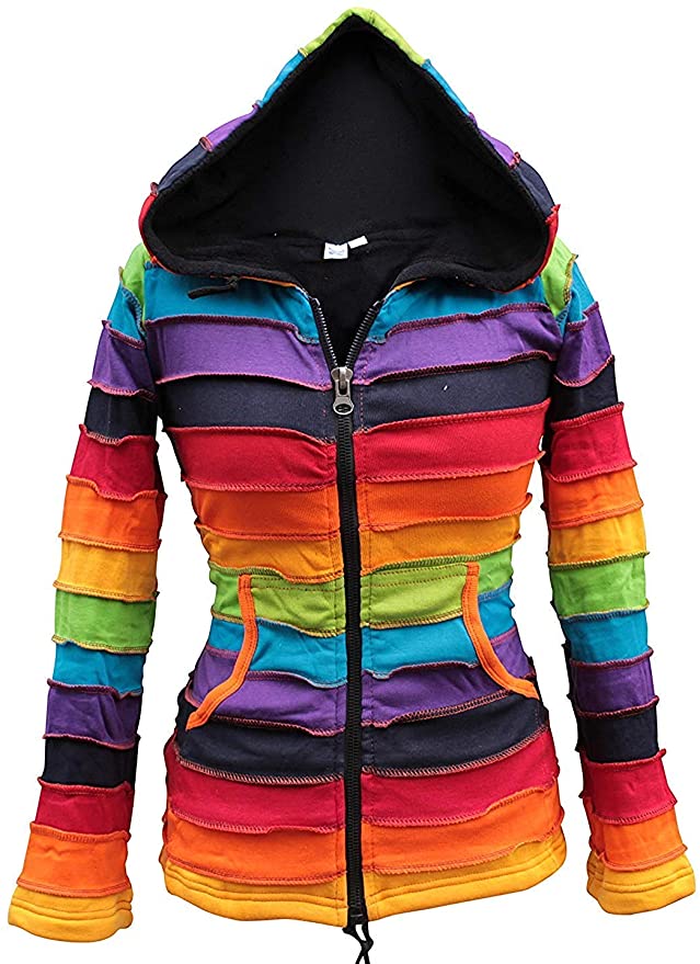Shopoholic Fashion Women Fleece Lined Rainbow Jacket