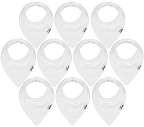 10-Pack Baby Bandana Drool Bibs for Drooling and Teething, 100% Organic Cotton, Soft and Absorbent, Hypoallergenic Unisex Bibs for Baby Boys & Girls - Baby Shower Gift Set by Ana Baby … (White)