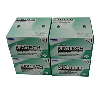 Kimberly-Clark Professional Kimtech Science KimWipes Delicate Task Wipers, 4.4 x 8.4 in. 1-ply, 280 Sheets/Box, 4 Packs, KW01x4