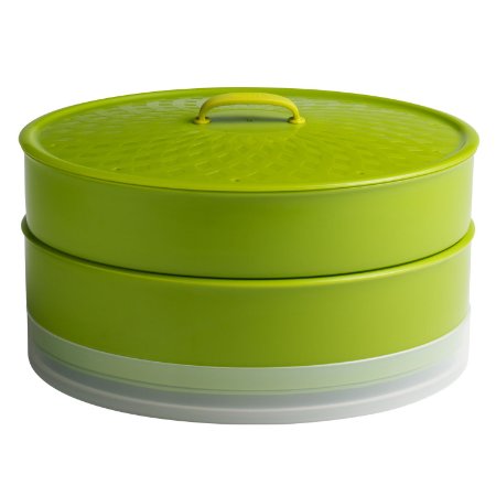 Chef'n SteamSum Stackable Stovetop Wok or Microwave Steamer (10-Inch, Green)