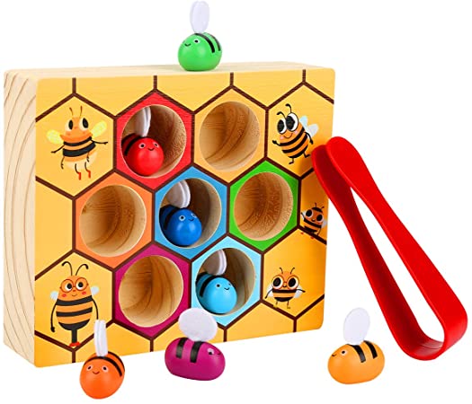 Kunmark Toddler Bee Hive Preschool Wooden Toys,Bee Toy, Toddlers for Baby Early Educational Toddler Montessori Game Motor Skills Toy