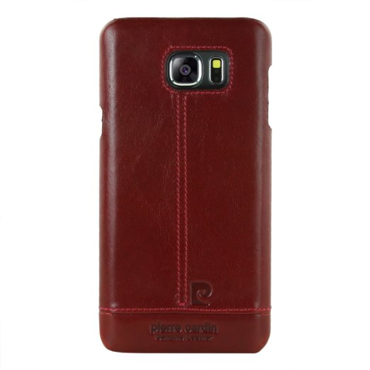 Pierre Cardin Premium Genuine Cow Leather with New Slim Design Hard Case Cover Fit for Samsung Galaxy Note 5 Red
