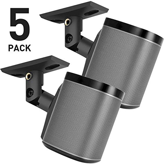 Speaker Mounts - Universal Satellite Speaker Wall Brackets, 5 Pack - Adjustable Tilt and Swivel for Large Surround Sound Speakers - for Walls and Ceilings - Holds up to 8lbs by PERLESMITH