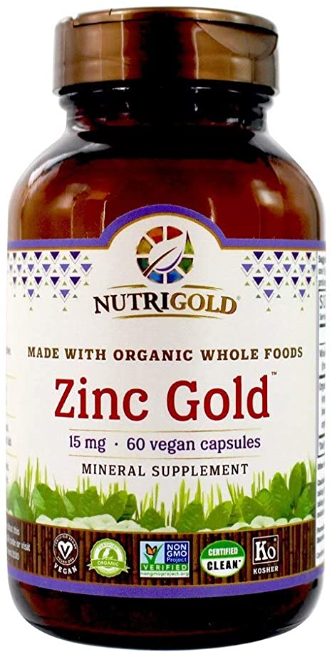 Nutrigold - Zinc Gold Organic Whole Foods 15 mg. - 60 Vegan Capsules