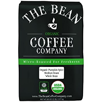 The Bean Coffee Company Organic Pumpkin Spice, Medium Roast, Whole Bean, 5-Pound Bag