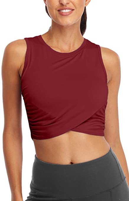 Sanutch Workout Crop Tops for Women Slim fit Yoga Dance Tops Cropped Muscle Tank