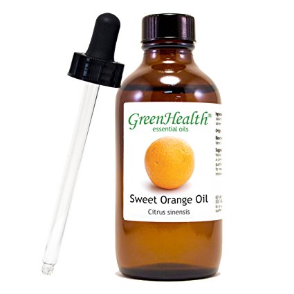 Sweet Orange – 4 fl oz (118 ml) Glass Bottle w/ Glass Dropper – 100% Pure Essential Oil – GreenHealth