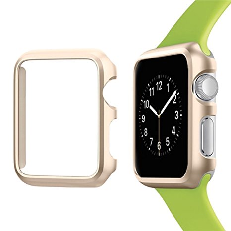 Apple Watch Case 38mm, Imymax Hard Lightweight Aluminum Plated Protective Bumper Shell Cover Cases for Apple iWatch Sport / Edition - Gold
