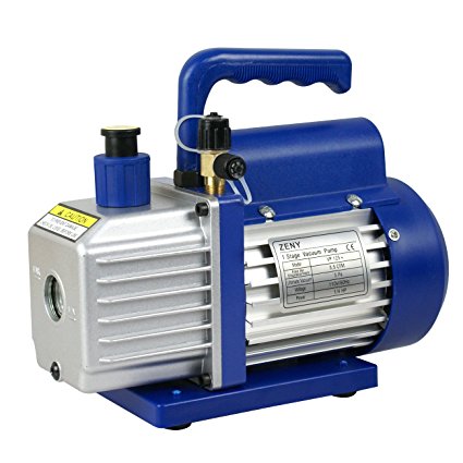 ZENY 3,5CFM Single-Stage 5 Pa Rotary Vane Economy Vacuum Pump 3 CFM 1/4HP Air Conditioner Refrigerant HVAC Air tool R410a 1/4" Flare Inlet Port, Blue