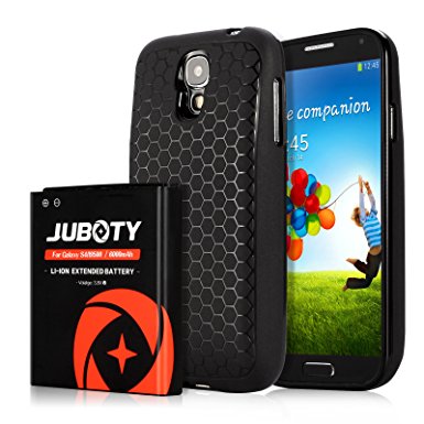 Samsung Galaxy S4 Battery/JUBOTY 6000mAh Extended Li-ion Replacement Battery & Black Back Cover & TPU Case for Galaxy S4(24 Month Warranty)