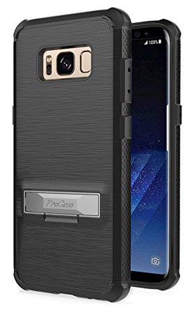 ProCase Galaxy S8 Case with Kickstand, Hybrid Protective Cover with Tough Heavy Duty Protection Stand Armor Case for Samsung Galaxy S8 2017 -Black