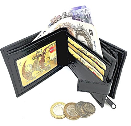 MENS SOFT LEATHER WALLET CREDIT CARD HOLDER NOTE SECTION COIN POCKET ID WINDOW