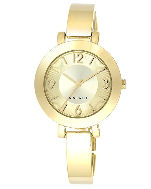 Nine West Women's NW/1630CHGB Champagne Dial Gold-Tone Bangle Watch