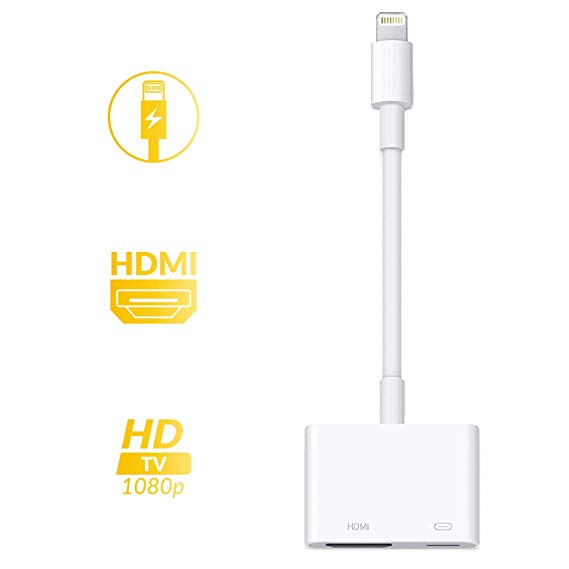 HDMI Adapter Converter New Edition 2 in 1 Plug and Play Digital AV Connector Compatible for iPhone X,iPhone 8/7/Plus iPad iPod