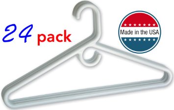 Best Heavy Duty White Hangers, USA Made High Impact and Long Lasting Tubular Hangers, Set of 24