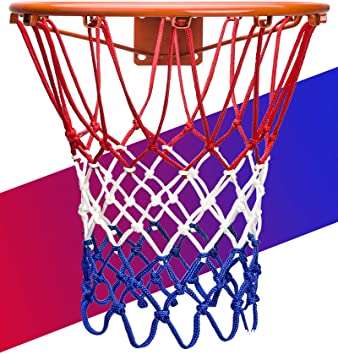 U/A Basketball Net Replacement Heavy Duty, 2020 Professional On-Court Quality [6.88Ounce], Fits Outdoor Indoor Standard Rim, All Weather Anti Whip -12 Loops (Red White Blue)