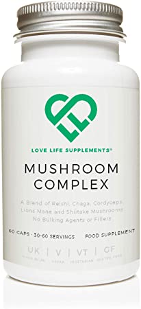 Mushroom Complex by LLS | Contains Reishi, Chaga, Cordyceps, Lions Mane and Shiitake Mushrooms | 60 Capsules | No Fillers | Vegan | Love Life Supplements