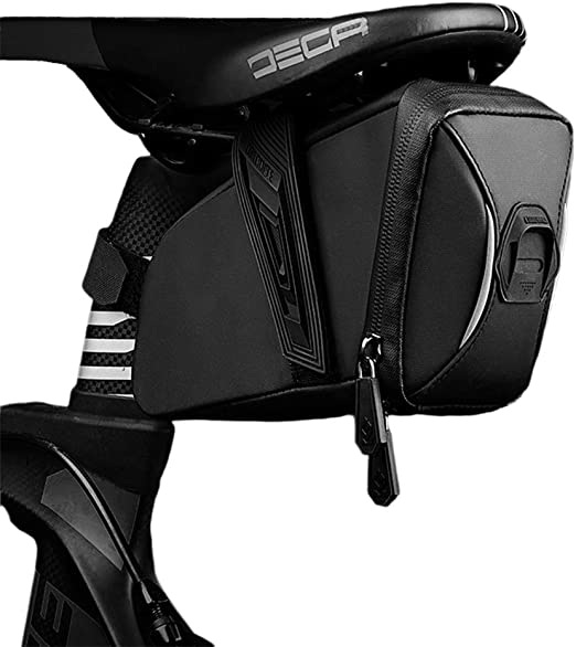 Cool Change Bike Saddle Bag Under Seat, Waterproof Bicycle Seat Bag Bike Seat Pack Bag with Adjustable Straps for Folding Bike Road Bike and MTB