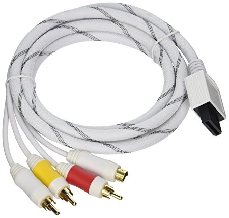 Monoprice AV Cable w/ Composite (Yellow RCA)/S-Video and Stereo Audio (Red/White) for Wii - Net Jacket and Gold Plated