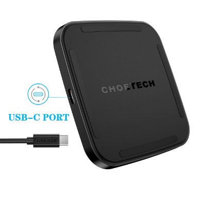 USB C Fast Wireless Charger - CHOETECH Fast Charge Wireless Charger Charging Pad (USB A to C Cable Included) for Galaxy Note 7 and Other Qi-Enabled Devices