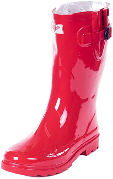 Forever Young Women's Rubber Rain Boots - 11" Mid-Calf Rain Boots for Women, Waterproof Outdoor Garden Boots, Colorful Designs Wellies